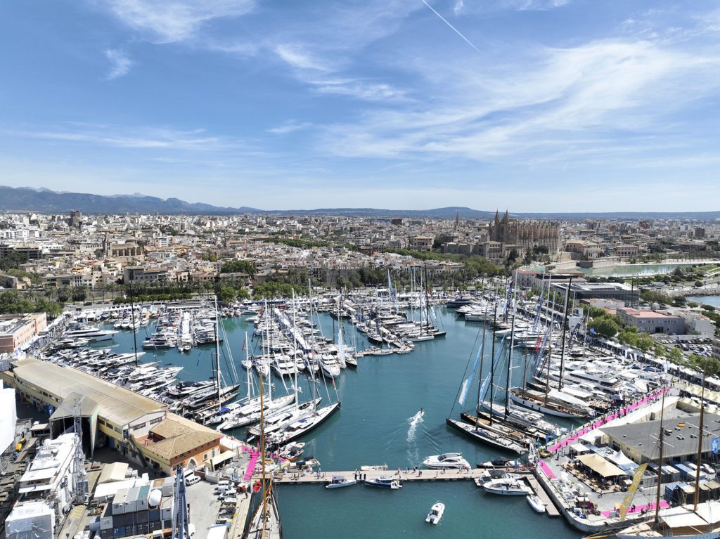 Aerial view of the marina at Palma International Boat Show
