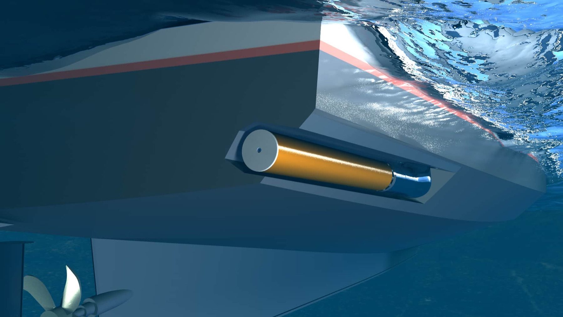 RotorSwing 140 Pocket retracted into the yacht hull