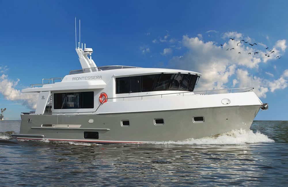 Motor yacht used during RotorSwing roll damping tests