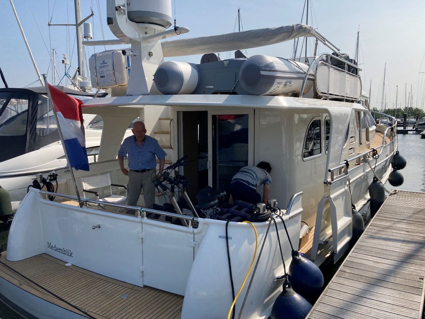 The Fernhout family's Aquanaut 1500 cruising on calm inland water