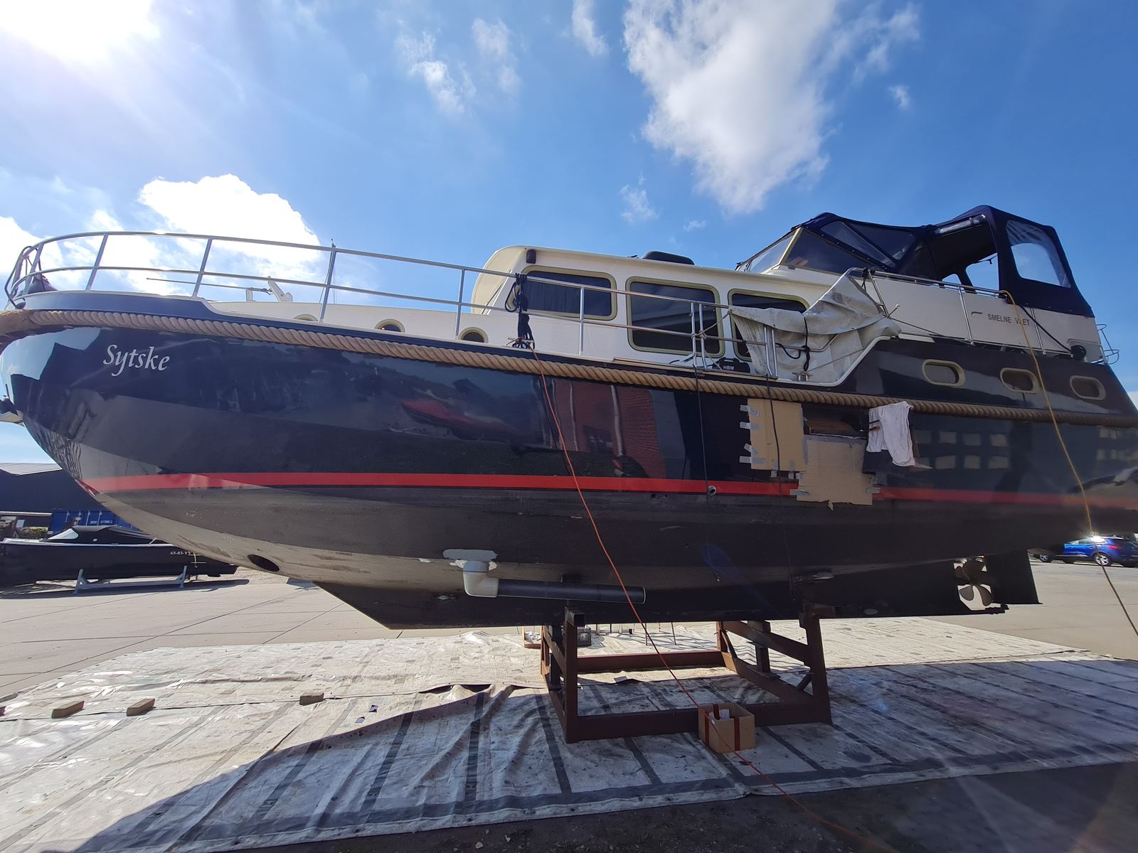 MY Sytske photographed alongside the quay during the refit period